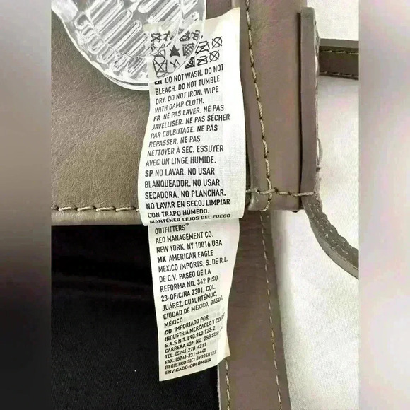 American Eagle Taupe Leather Crossbody Bag - Picture 7 of 11